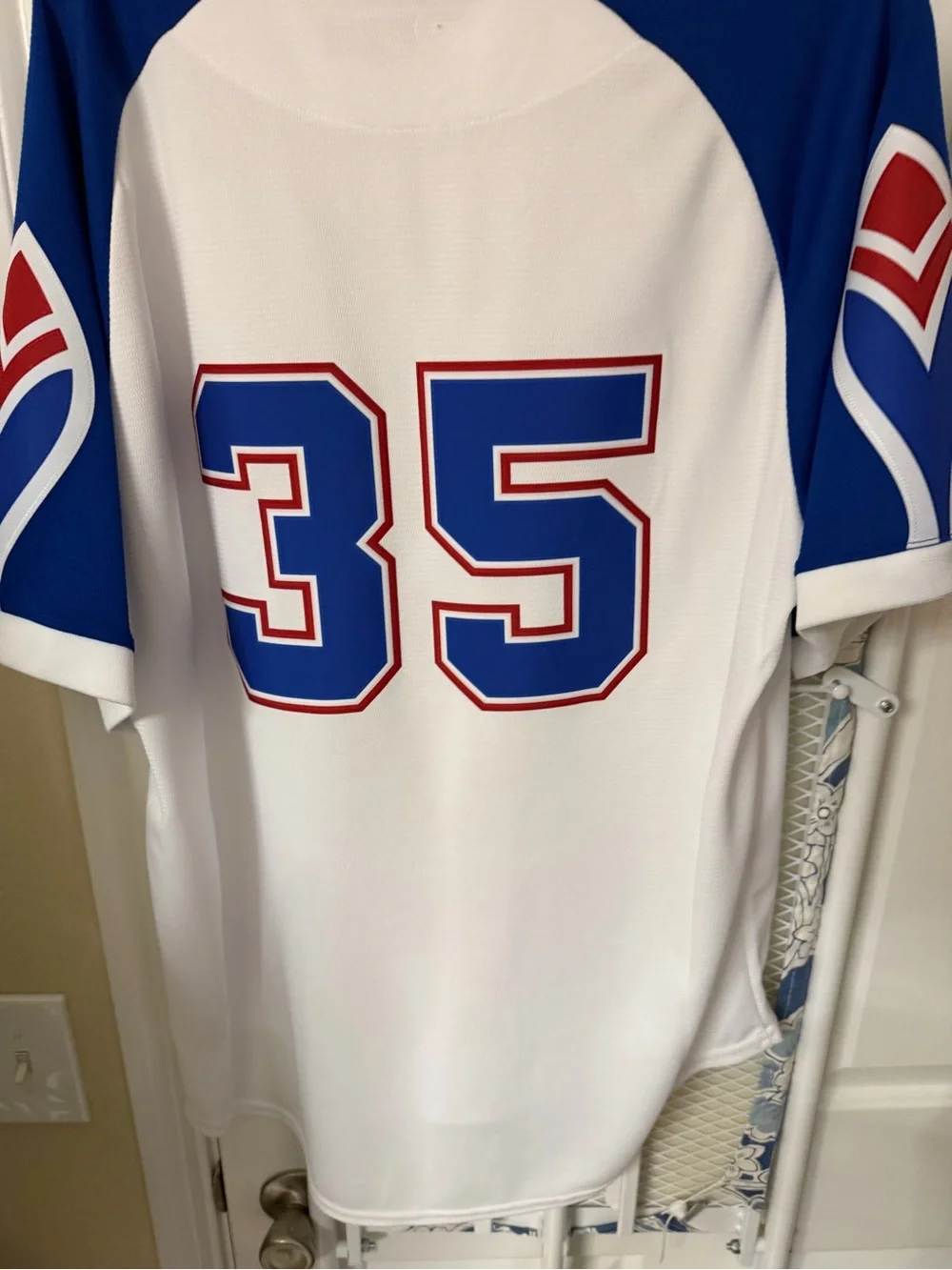 Nike White and Royal Blue Braves Men's Jersey